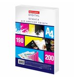 Бумага для цветной лазерной печати А4, ПЛОТНАЯ 190 г/м2, 200 л., BRAUBERG DIGITAL, 145% (CIE), 115383