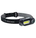 Фонарь налобный аккумуляторный КОСМОС, 3 Вт, LED + 3 Вт, СОВ, Li-ion, заряд от USB, KocH3WDLith