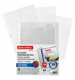 Папки-файлы перфорированные с антибликовой текстурой А4 BRAUBERG PIXEL, КОМПЛЕКТ 100 шт., 30 мкм, 271826