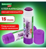 Клей-карандаш BRAUBERG KIDS 15 г, обесцвечивающийся после высыхания, 271711