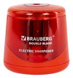 Точилка электрическая BRAUBERG DOUBLE BLADE RED, двойное лезвие, питание от 2 батареек АА, 271338