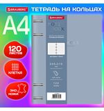 Тетрадь на кольцах БОЛЬШАЯ А4 (240х310 мм), 120 л., под кожу, BRAUBERG VISTA, "Пастельная", 404514