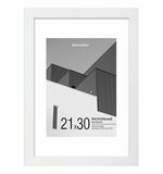 Рамка 21х30 см с паспарту 15х21 см небьющаяся, багет 20 мм пластик, BRAUBERG "New Age", белая, 391276