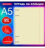 Тетрадь на кольцах А5 175х220 мм, 120 л., пластик, с резинкой и разделителями, BRAUBERG, Желтый, 404631