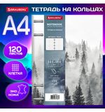 Тетрадь на кольцах БОЛЬШАЯ А4 (240х310 мм), 120 л., под кожу, BRAUBERG VISTA, "Туман", 404515