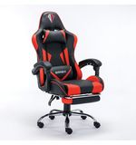 Кресло компьютерное BRABIX "Dexter GM-135", подножка, две подушки, экокожа, черное/красное, 532799