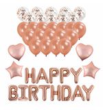 Шары воздушные НАБОР ДЛЯ ДЕКОРА "Happy Birthday", 43 шара, розовое золото, BRAUBERG KIDS, 591899
