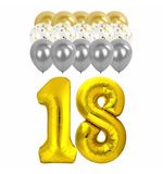 Шары воздушные НАБОР ДЛЯ ДЕКОРА "18 лет", 17 шаров, золото/серебро, BRAUBERG, 591900
