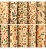 Бумага упаковочная новогодняя "Christmas Kraft", 70х100 см, 10 дизайнов ассорти, ЗОЛОТАЯ СКАЗКА, 592053