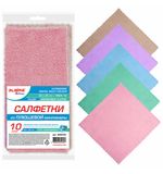 Салфетки для уборки из ПЛЮШЕВОЙ микрофибры 30х30 см, КОМПЛЕКТ 10 шт. "PASTEL", 250 г/м2, LAIMA HOME, 608445