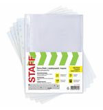 Папки-файлы перфорированные А4 STAFF Clear, КОМПЛЕКТ 100 шт., гладкие, 30 мкм, 271825
