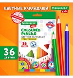 Карандаши цветные BRAUBERG KIDS NEW, 36 цветов, трехгранный корпус, грифель 3 мм, 182003