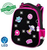 Ранец BRAUBERG PREMIUM, 2 отделения, с брелоком, "Space sweets", LED-ЛАМПОЧКИ, 38х29х16 см, 272020