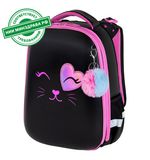 Ранец BRAUBERG SHINY, 2 отделения, с брелком, "Smiling cat", 38х28х14 см, 272040