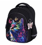 Рюкзак BRAUBERG OPTIMA, 2 отделения, с брелоком, "Butterfly catcher", СВЕТЯЩИЙСЯ, 36х27х18 см, 272097