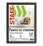 Рамка 21х30 см со стеклом, багет 18 мм МДФ, STAFF "Grand", цвет венге, 391330