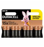 Батарейки КОМПЛЕКТ 10 шт., DURACELL Basic ОРИГИНАЛ, AA (LR6, 15А), алкалиновые, пальчиковые