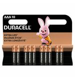 Батарейки КОМПЛЕКТ 10 шт., DURACELL Basic ОРИГИНАЛ, AAA (LR03, 24А), алкалиновые, мизинчиковые