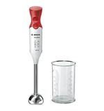 Блендер погружной BOSCH MSM64110, 450 Вт, 2 скорости, 1 насадка, стакан, белый/красный