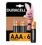 Батарейки КОМПЛЕКТ 6 шт., DURACELL Basic ОРИГИНАЛ, ААА (LR03, 24А), алкалиновые, мизинчиковые, Б0014858