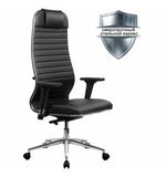 Кресло МЕТТА "ErgoLife" 10 B1-117D, хром, синхромеханизм, 2D-подлокотники, экокожа, черное