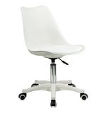Кресло стул BRABIX "Eames MG-310 PL", пластик белый, экокожа белая, 532926