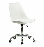 Кресло стул BRABIX "Eames MG-310 CH", хром, пластик белый, экокожа белая, 532923