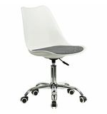 Кресло стул BRABIX "Eames MG-310 CH", хром, пластик белый, ткань серая, 532924