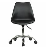 Кресло стул BRABIX "Eames MG-310 CH", хром, пластик черный, экокожа черная, 532925