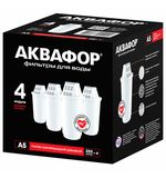 Сменные кассеты АКВАФОР "А5", удаление хлора и тяжелых металлов, для фильтров АКВАФОР, КОМПЛЕКТ 4 шт., 518586