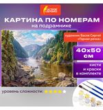 Картина по номерам 40х50 см, ОСТРОВ СОКРОВИЩ "Горная речка", на подрамнике, акрил, кисти, 663278