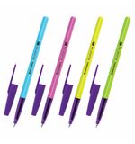 Ручка шариковая BRAUBERG "Офисная" NEON COLOR, СИНЯЯ, корпус ассорти, пишущий узел 1 мм, линия письма 0,5 мм, 144200
