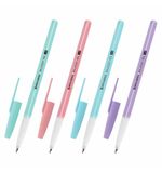 Ручка шариковая BRAUBERG "Офисная" PASTEL COLOR, СИНЯЯ, корпус ассорти, пишущий узел 1 мм, линия письма 0,5 мм, 144199