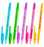 Ручка шариковая с грипом BRAUBERG "ULTRA GT NEON", СИНЯЯ, корпус ассорти, линия 0,35 мм, 144054