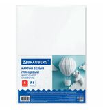 Картон белый А4 МЕЛОВАННЫЙ (белый оборот) 5 листов, BRAUBERG, 200х290 мм, 116626
