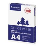Бумага офисная А4, 80 г/м2, 500 л., марка С, белизна 146% (CIE), BRAUBERG ULTRA, 116407