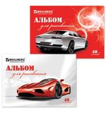 Альбом для рисования, 40 л., BRAUBERG, обложка мелованный картон, "Автостиль", 2 вида, 102852