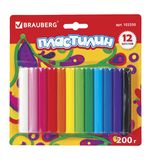 Пластилин классический BRAUBERG, 12 цветов, 200 г, высшее качество (Таиланд), блистер, 103350