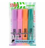 Набор текстовыделителей 4 ПАСТЕЛЬНЫХ ЦВЕТА, АССОРТИ, STAFF College "STICK PASTEL", линия письма 1-4 мм, скошенный наконечник, 152531