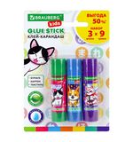 Клей-карандаш "Anime" 9 г, ВЫГОДНАЯ УПАКОВКА, BRAUBERG KIDS, 3 штуки на блистере, 272471