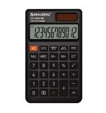 Калькулятор карманный BRAUBERG CX-102C-BK (76x126 мм), 12 разрядов, двойное питание, ЧЕРНЫЙ, 272647