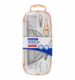 Готовальня BRAUBERG SCHOOL KIT, 8 предметов, циркуль 115 мм, чертежные принадлежности, персиковый цвет, 210704