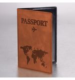 Обложка для паспорта "Passport Map", мягкая экокожа, коричневая, STAFF, 238876