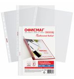 Папки-файлы перфорированные А4 ОФИСМАГ "Стандарт", КОМПЛЕКТ 100 шт., гладкие, 30 мкм, 272680