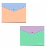 Папка-конверт с кнопкой ERICH KRAUSE "Matt Pastel Bloom", А5+, до 120 л., с карманом, ассорти, 0,18 мм, 61150