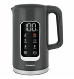 Чайник с терморегулятором и дисплеем, ДВОЙНЫЕ СТЕНКИ, SONNEN KT-8723G, 1,7 л, 2200 Вт, серый, 454690