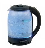 Чайник SCARLETT SC-EK27G90, 1,7 л, 1800 Вт, закрытый нагревательный элемент, стекло, черный