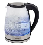 Чайник SCARLETT SC-EK27G35, 1,8 л, 1800 Вт, закрытый нагревательный элемент, стекло, стальной