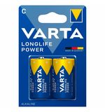 Батарейки алкалиновые КОМПЛЕКТ 2 шт., VARTA LONGLIFE POWER, C (LR14, 14А), блистер, 4914121412