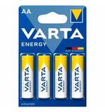 Батарейки алкалиновые "пальчиковые" КОМПЛЕКТ 4 шт., VARTA ENERGY, АА (LR6, 24А), блистер, 4106229414